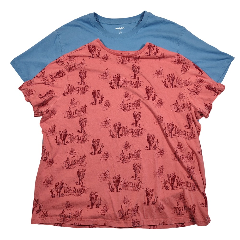 Goodfellow & Co T-Shirt Bundle Men XXL 2pk Blue Pink Cactus Print Cotton Tee 2pk
